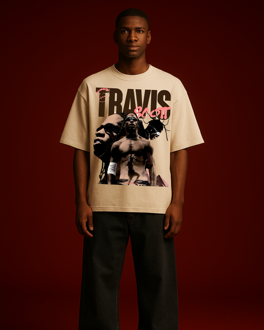 La Flame just landed. Travis Scott Vintage Graphic Tee - Desert Beige
